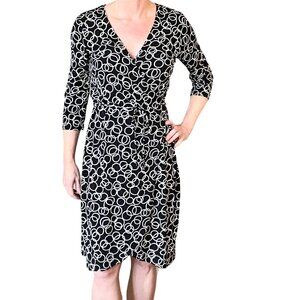 Faith Love Passion Dress Size M Faux Wrap V Neck Circle Pattern Design